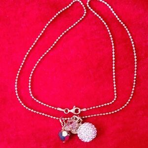 Hillberg And Berk Rose Gold Over 925 12mm Champaign Sparkle Ball Necklace 18"